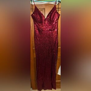 Glamorous Wine Sequin Gown